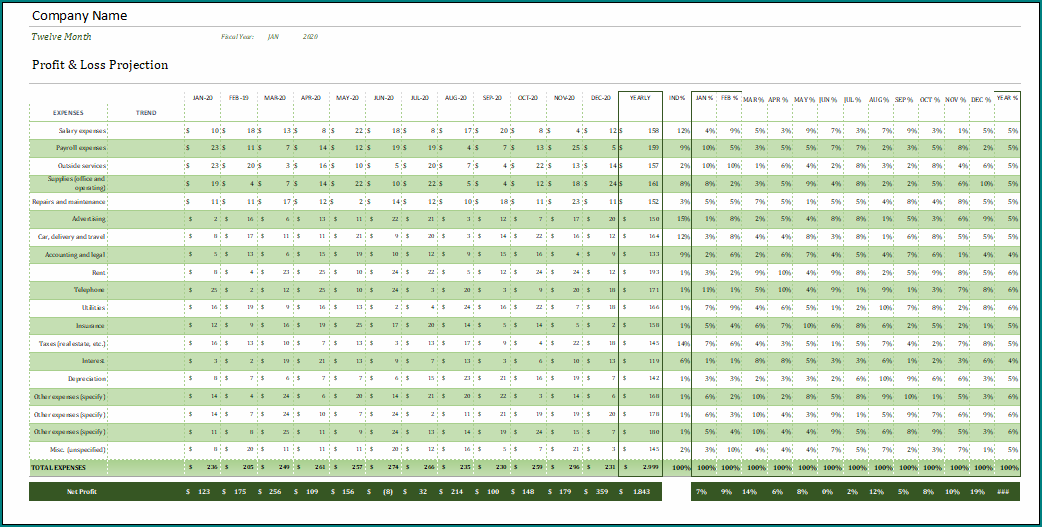 Basic Profit And Loss Statement Template Excel