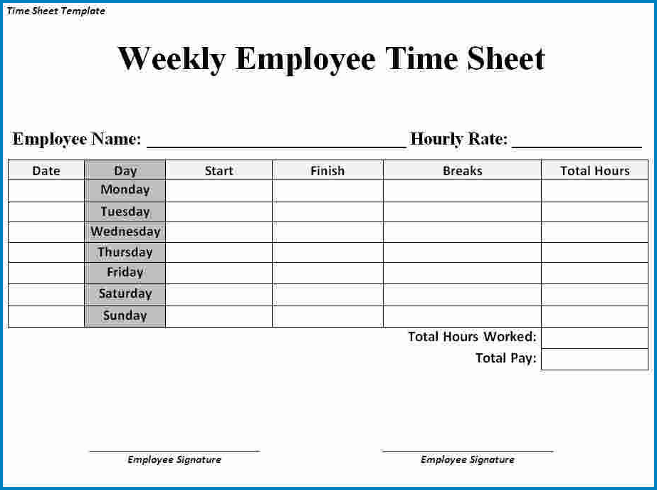 Example Of Weekly Timesheet Template Templateral