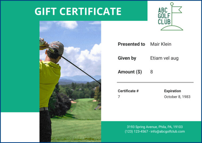 Golf Gift Certificate Template Ready To Use