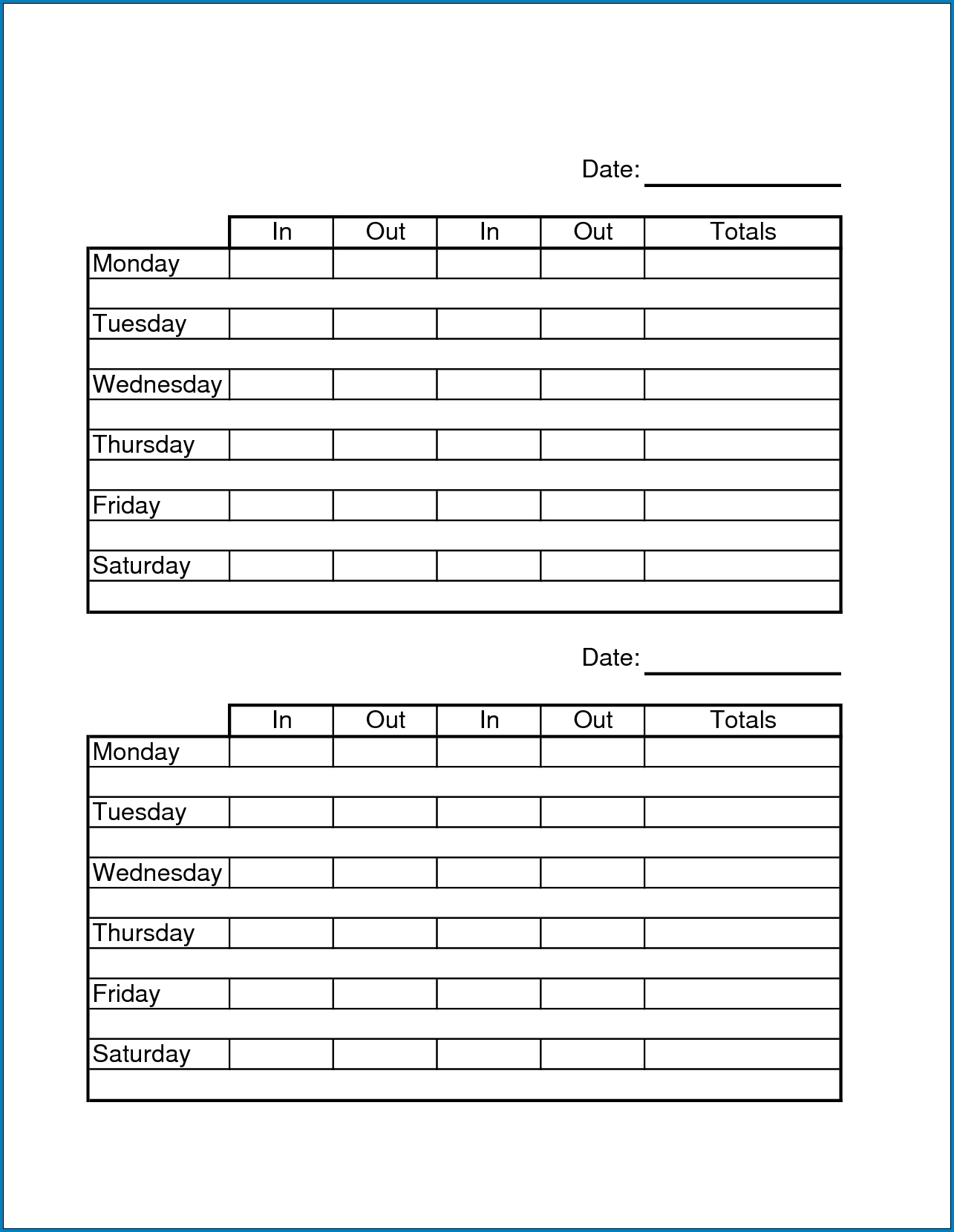 √ Free Printable 2 Week Timesheet Template Templateral