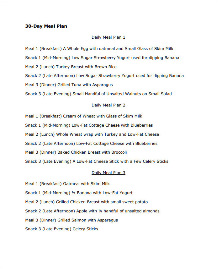 Days Fast Metabolism Diet Meal Plan Template