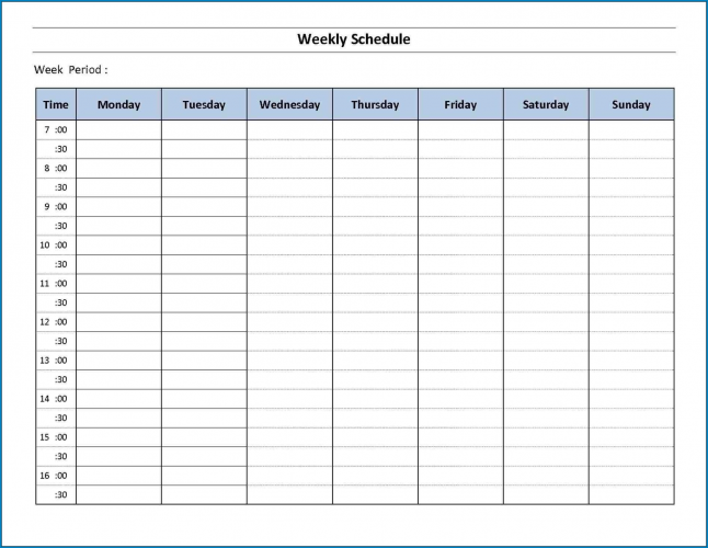 √ Free Printable 7 Day Schedule Template