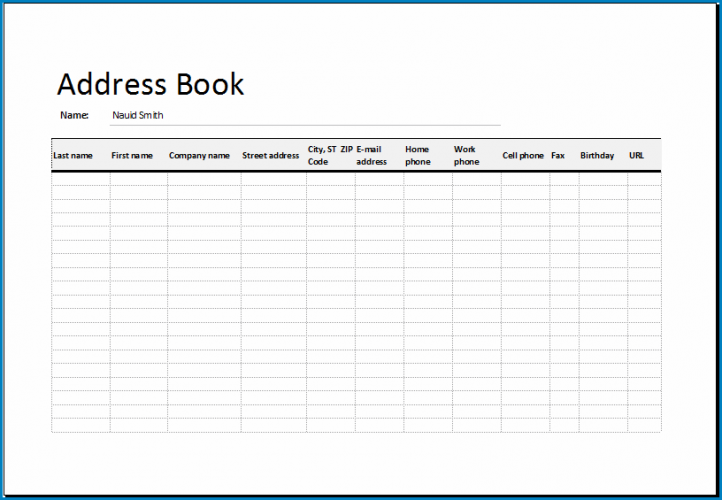 √ Free Printable Address Book Template