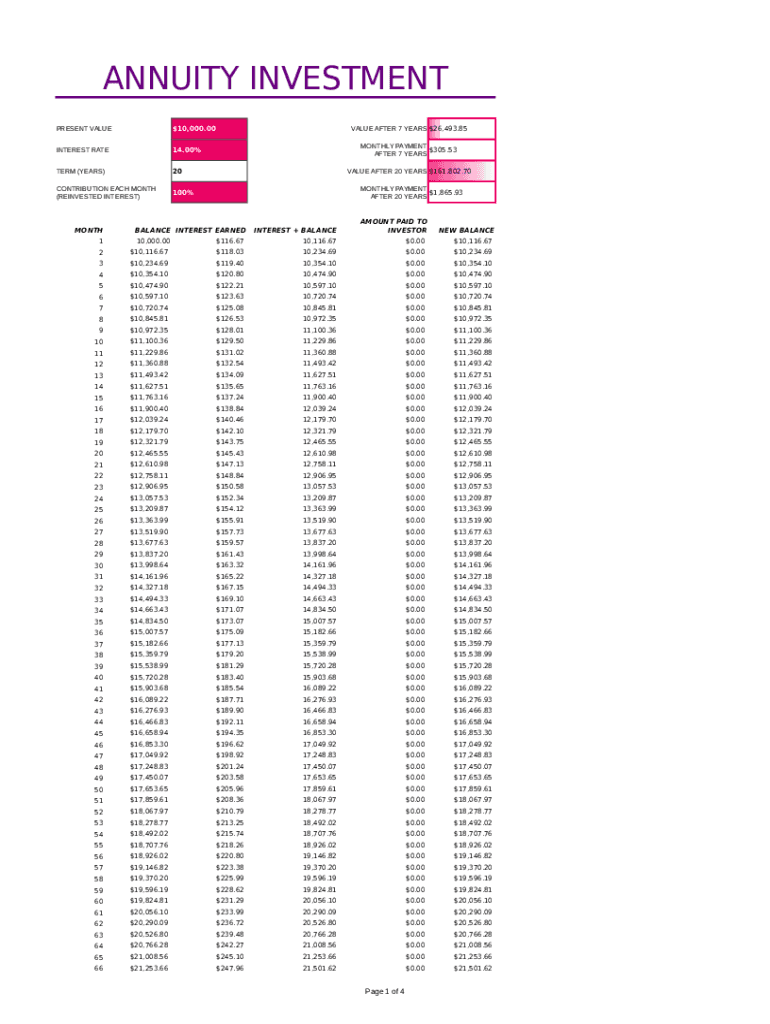 Annuity Investment Calculator Template Sample