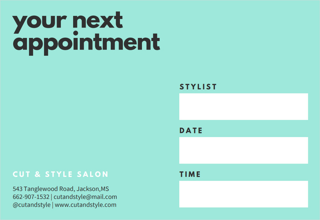 Appointment Card Template