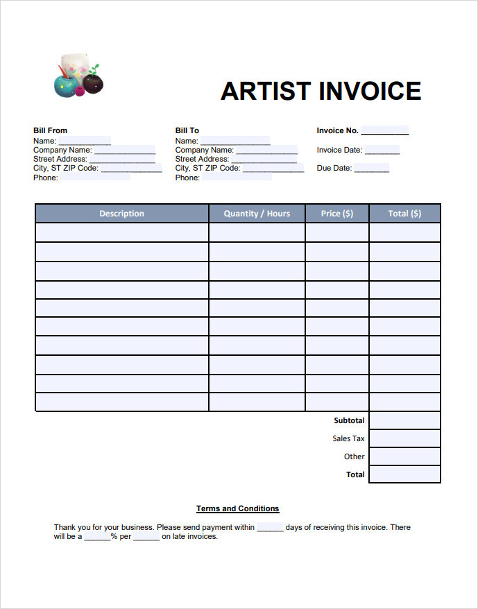 Artist Invoice Template