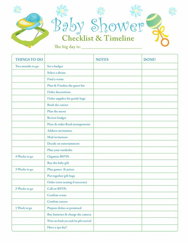 Baby Shower Planner With Checklist Template