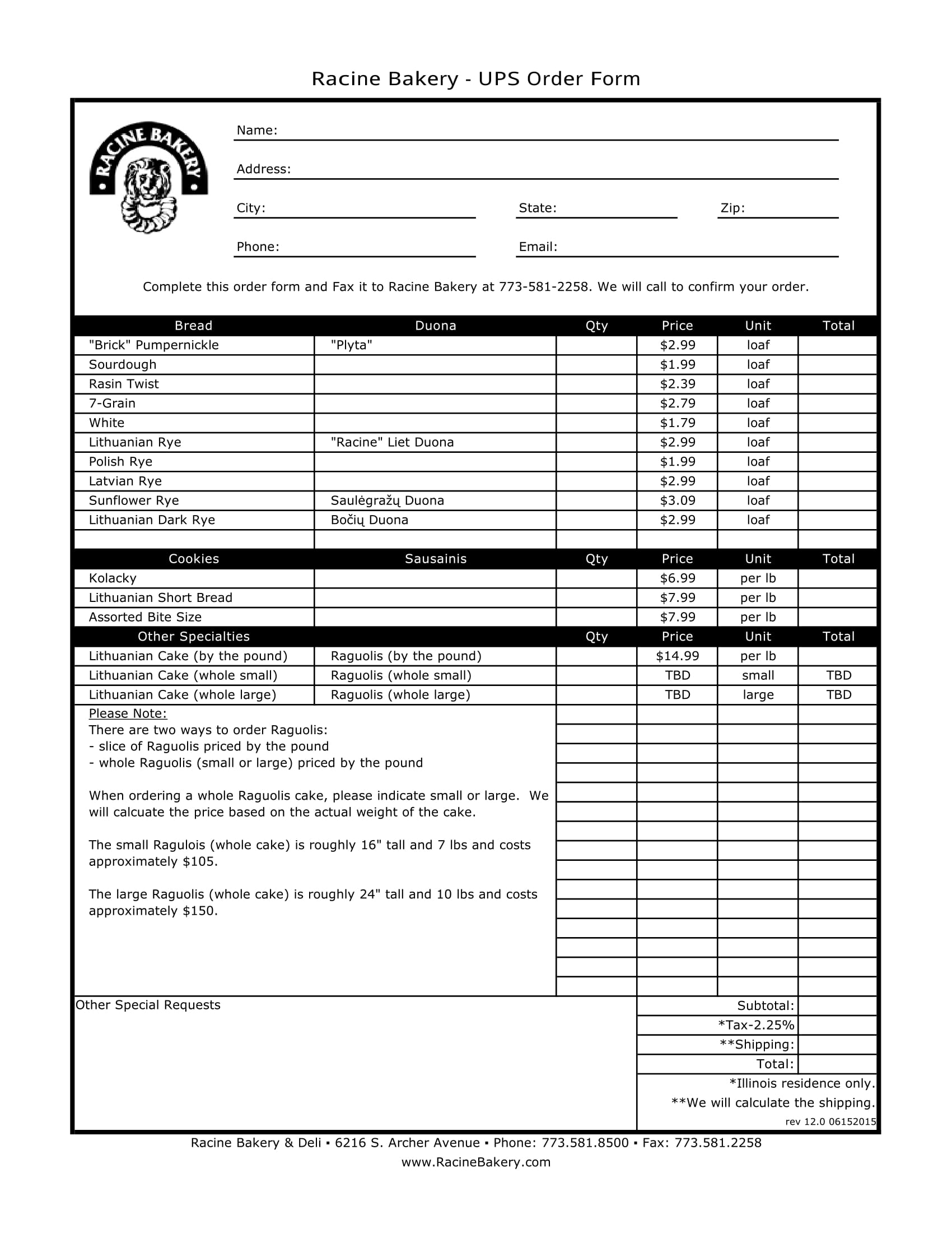 Bakery Employee Responsibility Sheet Template Sample