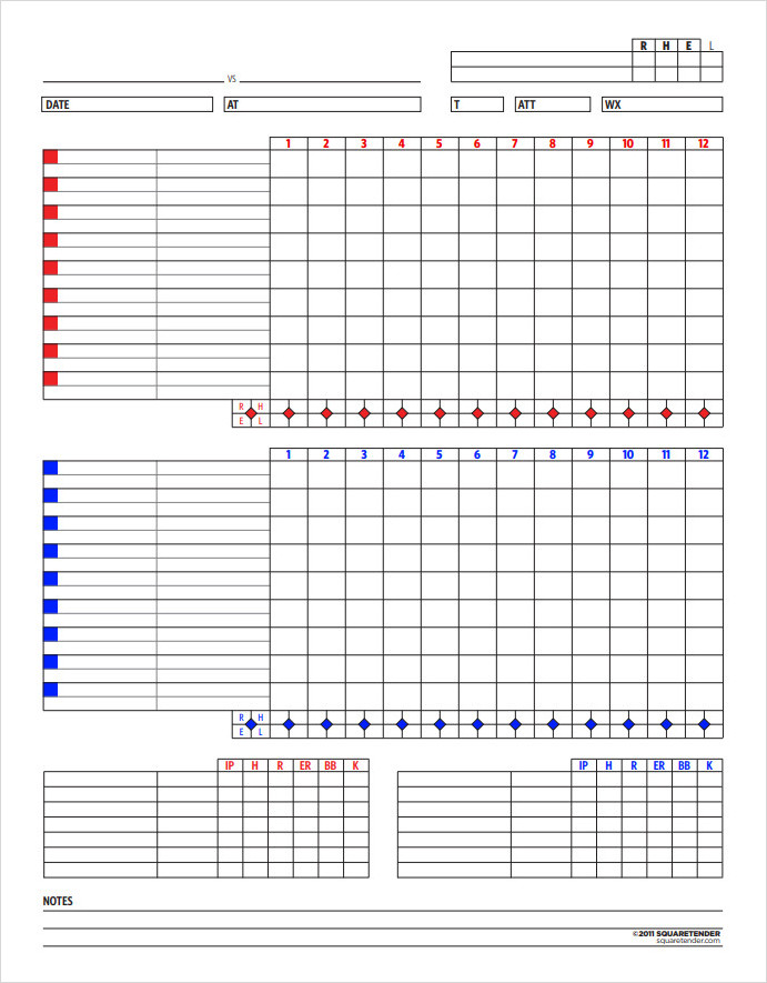 Baseball Scoresheet Template