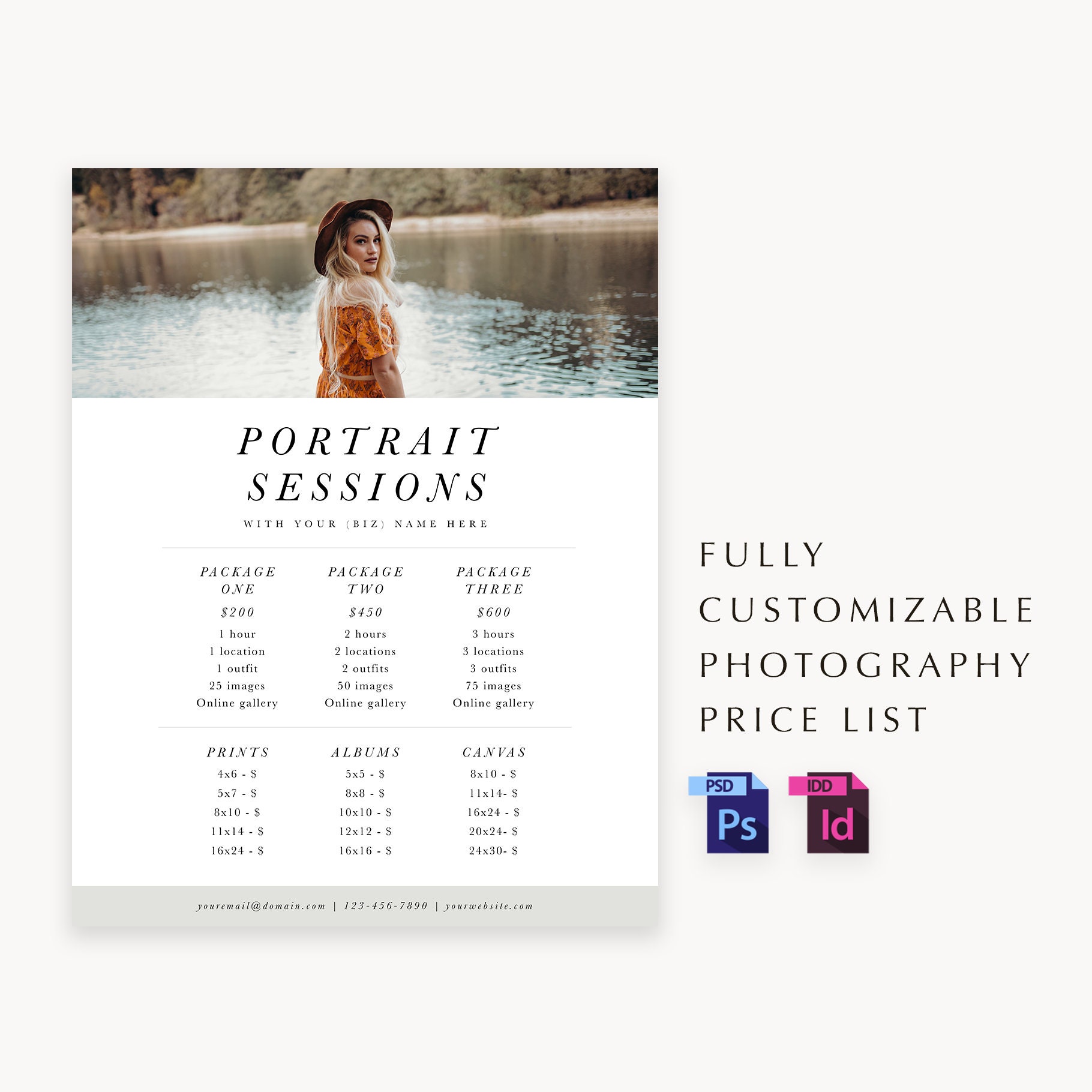 Beginner Photography Price List Template