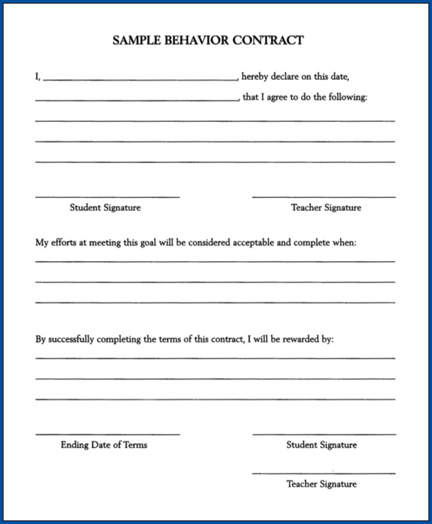 Behavior Contract Template Sample