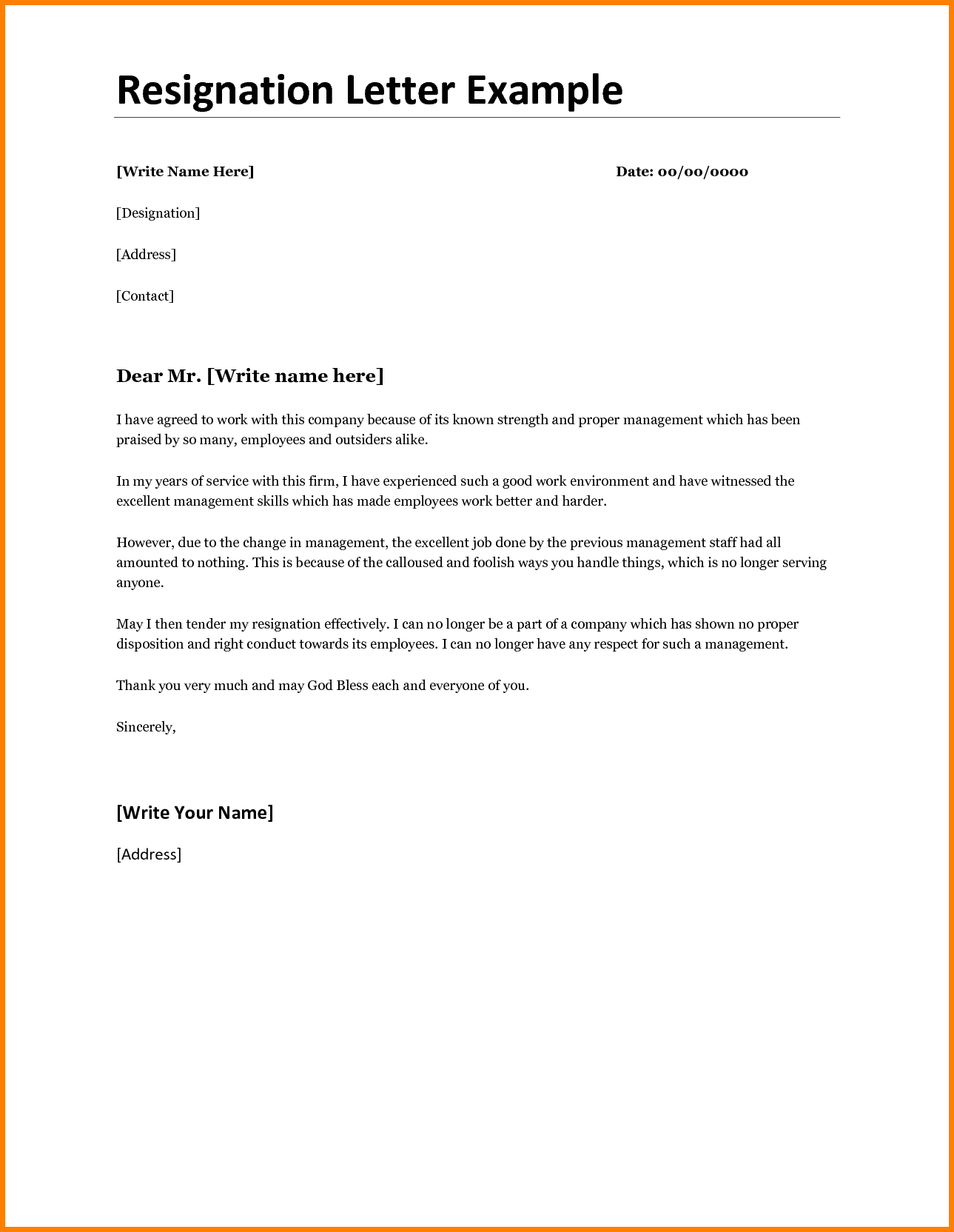 Free To Download Best Resignation Letter Template   Best Resignation Letter Template Example 