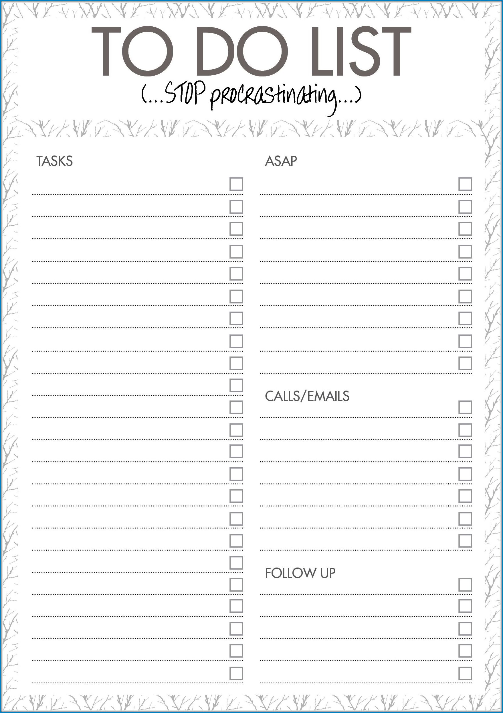 Best To Do List Template Sample