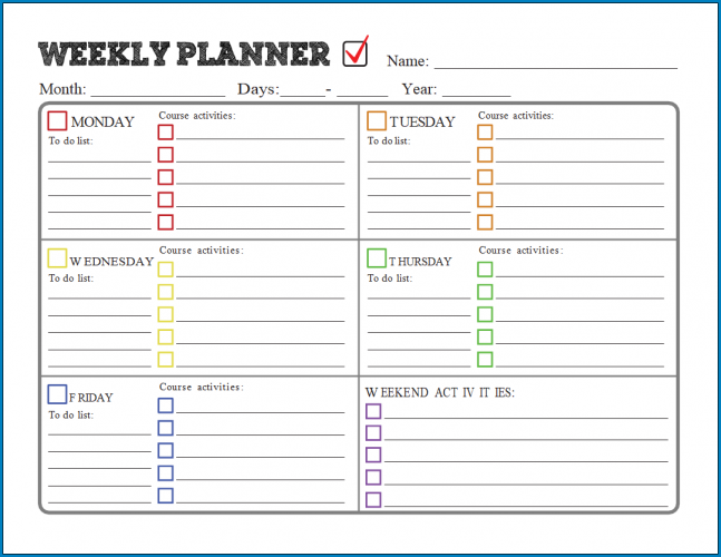 √ Free Printable Best Weekly Planner Template