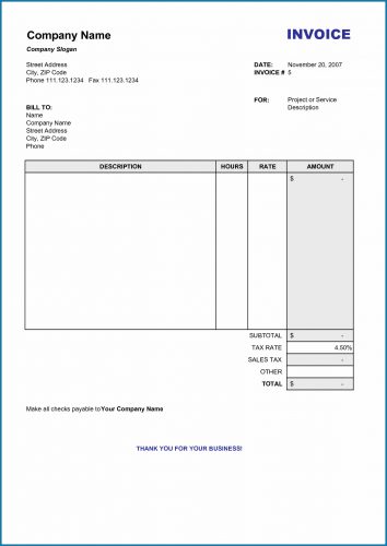 √ Free Printable Billing Invoice Template