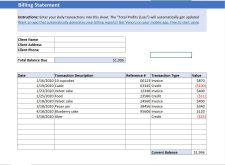 Billing Statement Worksheet Template