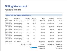 Billing Statement Worksheet Template Example