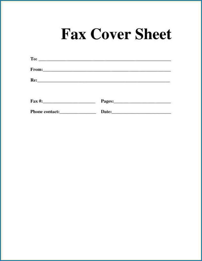 Blank Fax Cover Sheet Template Example