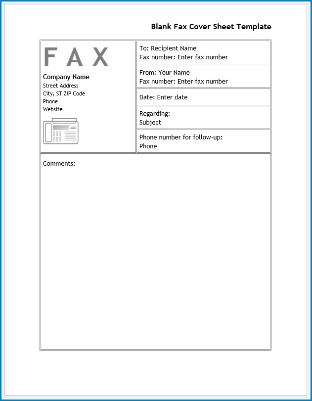 Free Printable Blank Fax Cover Sheet Template