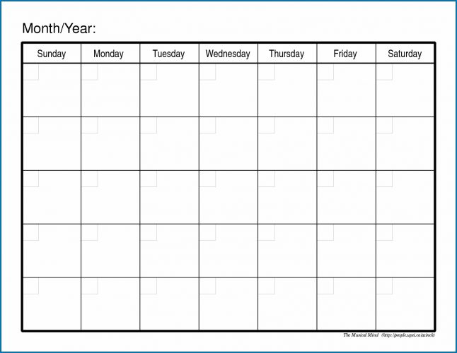 √ Free Printable Blank Monthly Calendar Template