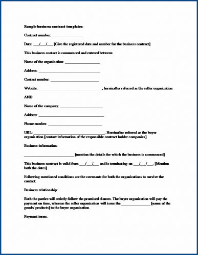 √ Free Printable Business Contract Template