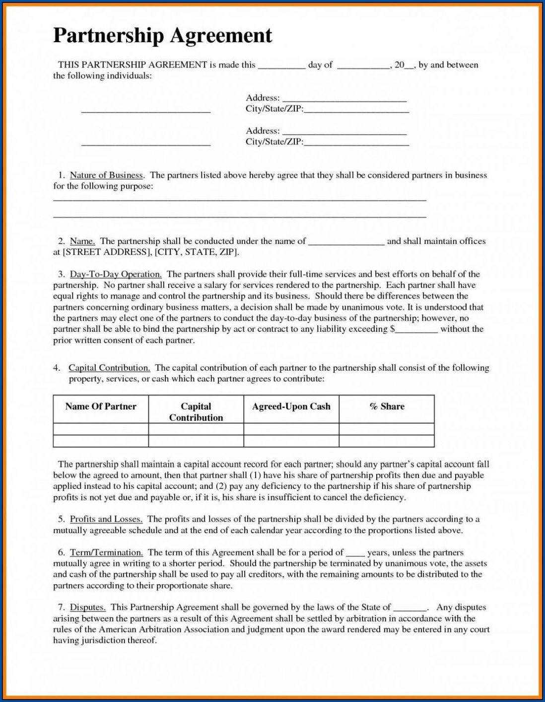 Business Contract Template Sample