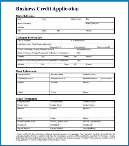 √ Free Printable Business Credit Application Form