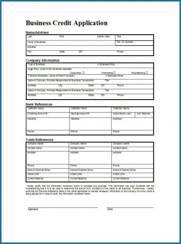 √ Free Printable Business Credit Application Form Template