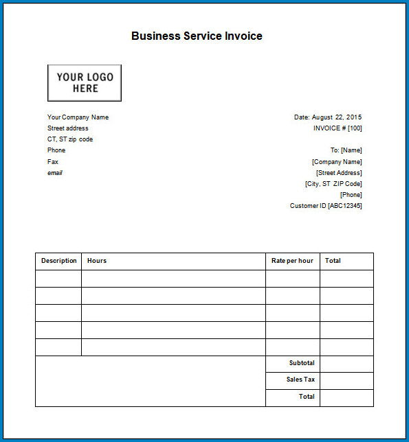 Business Invoice Template Sample