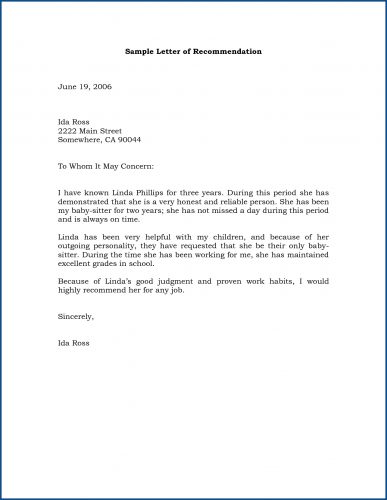 Business Letter Of Recommendation Template Example Templateral 4750