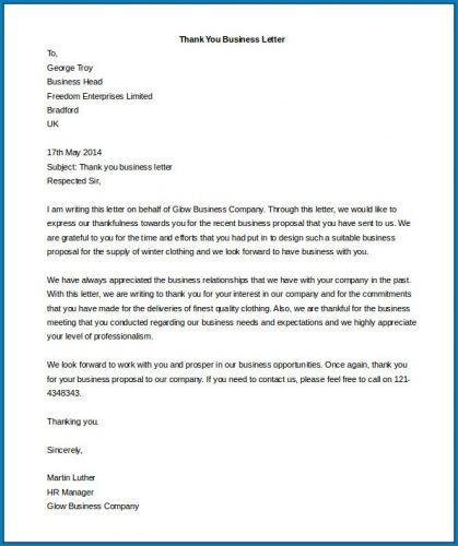 √ Free Printable Business Letter Template