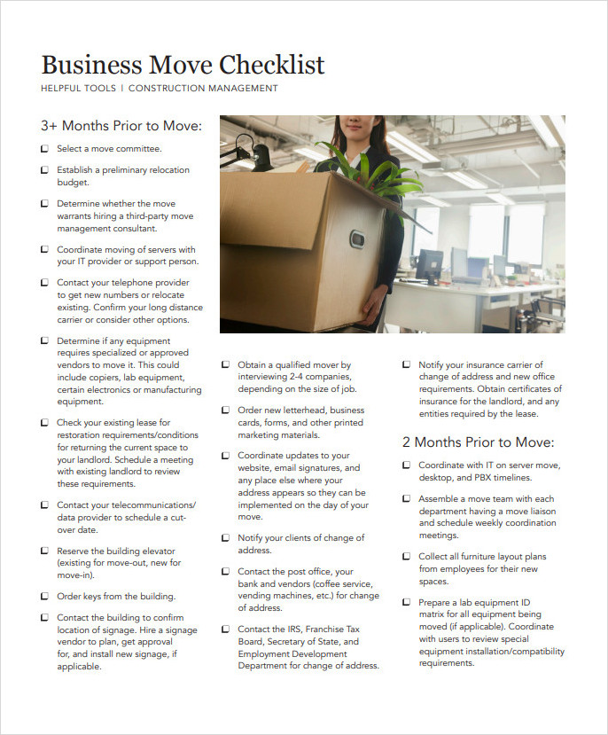 Business Move Checklist Template