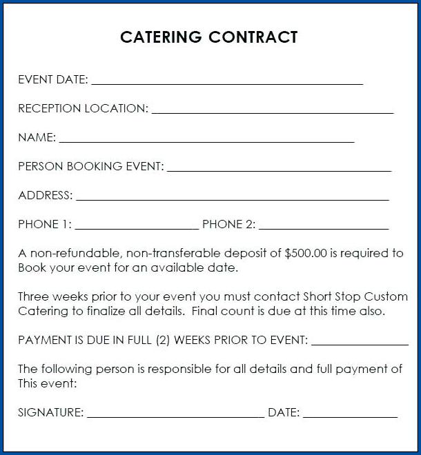 Catering Contract For An Event Sample