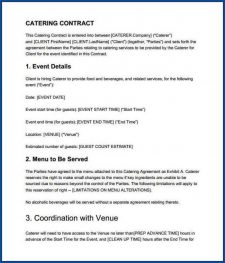 Catering Contract Template Example