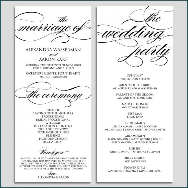 Ceremony Program Template Example x