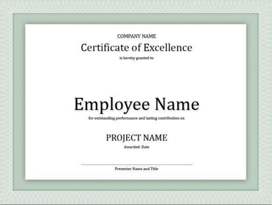 Certificate of Excellence Template for Employee