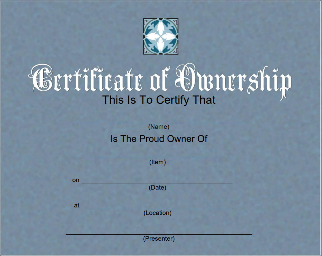 Certificate of Ownership Template