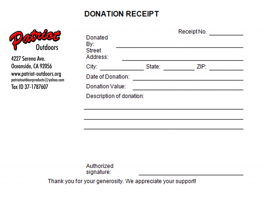 Charitable Donations Receipt Template Sample