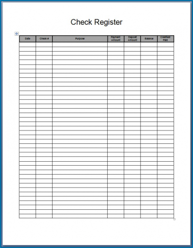 √ Free Printable Check Register Template