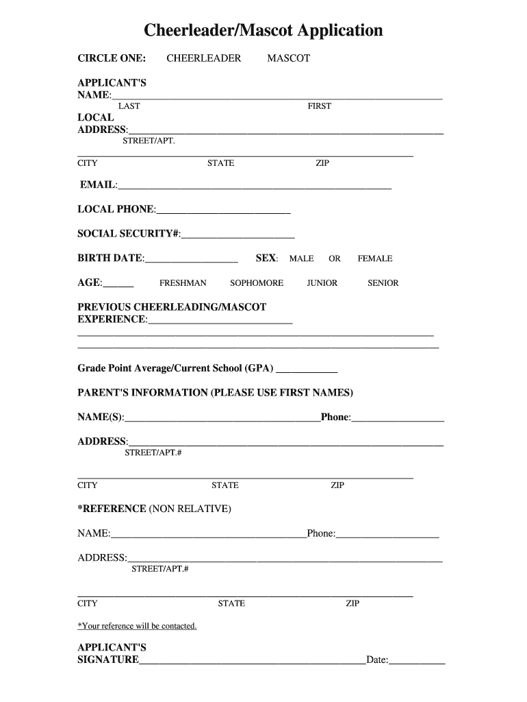 Cheerleader Sign Up Sheet Template Sample