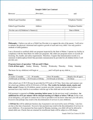 √ Free Customizable Child Care Agreement Between Parents Template