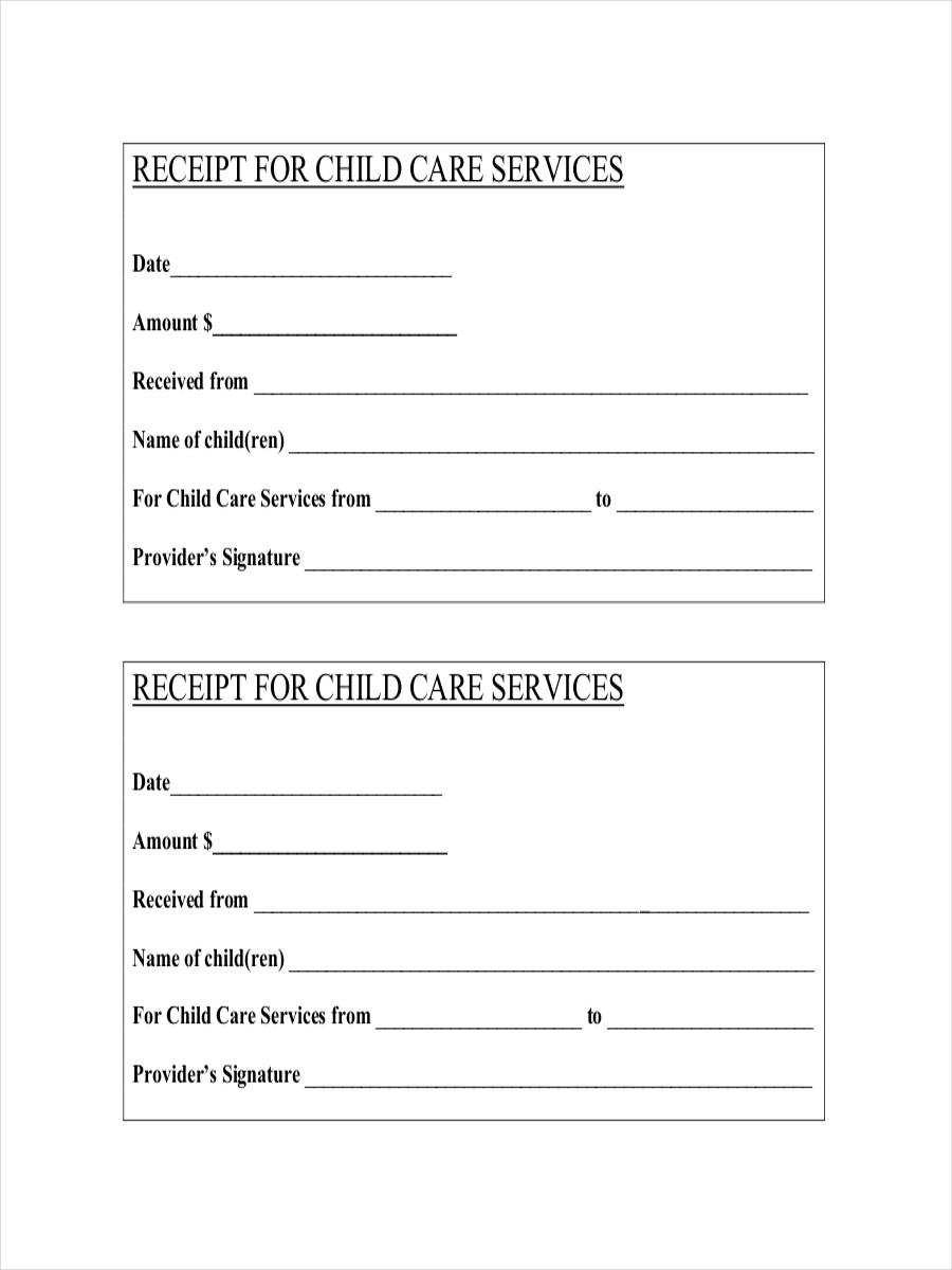 Childcare Receipt Template