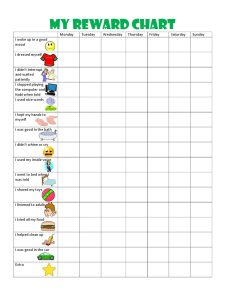 Children's Daily Activity Reward Sheet Template Example