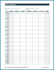 √ Free Printable Class Schedule Template