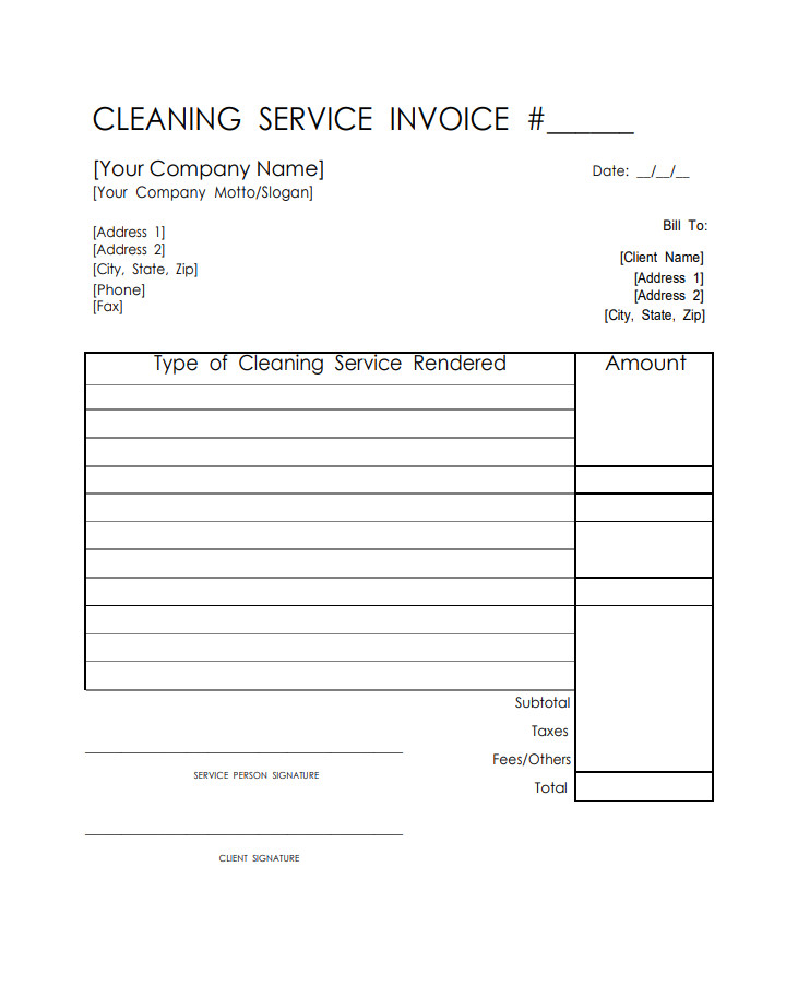 Cleaning Service Invoice Template