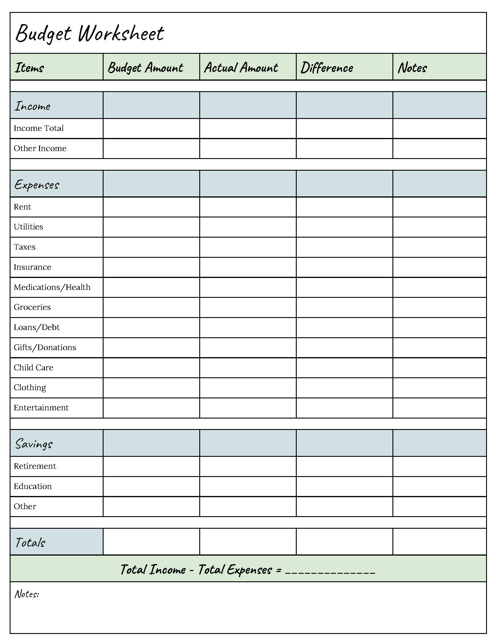 College Party Budget Worksheet Template