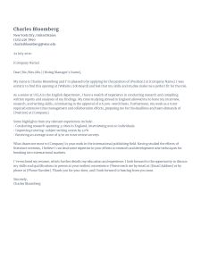 College Student Cover Letter Template Sample