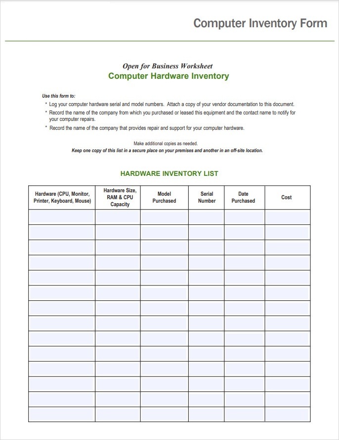 Computer Inventory Form