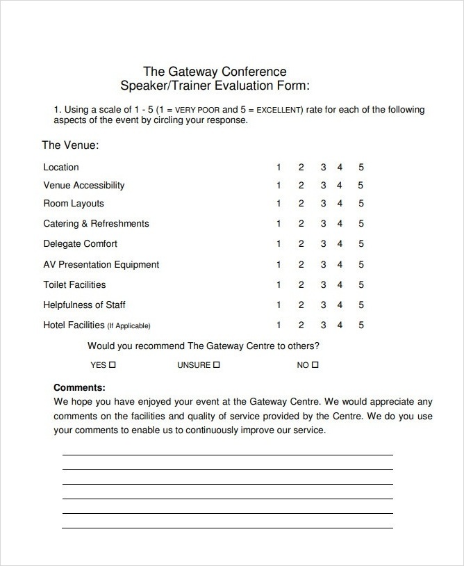 Conference Speaker Evaluation Form