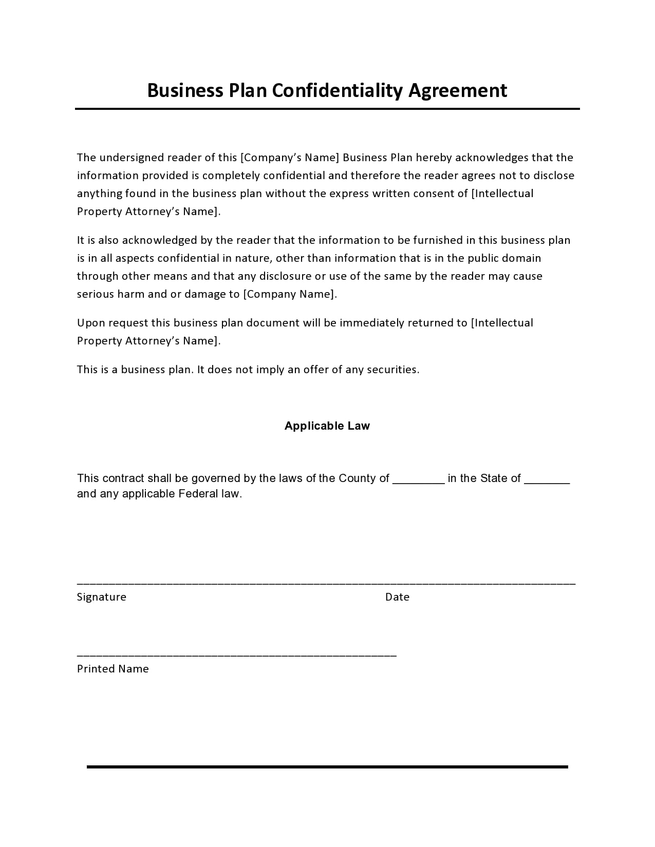 Confidentiality Agreement Template